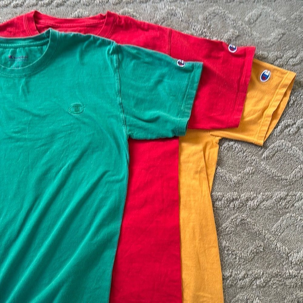 Champion lot of 3 tshirts.  Size small.  Embroidered logo.
